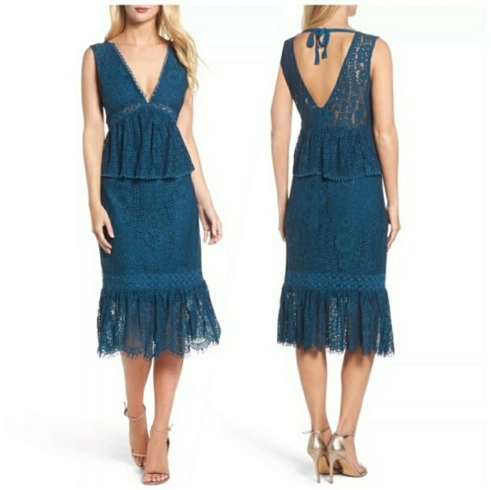 Foxiedox Emilia Lace Peplum Dress NWT